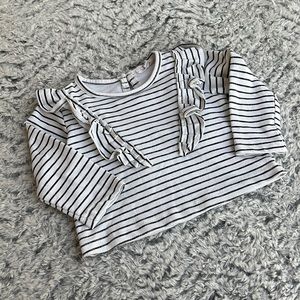 Jessica Simpson Baby Girl Striped Top 18 Months Black and White with Ruffle